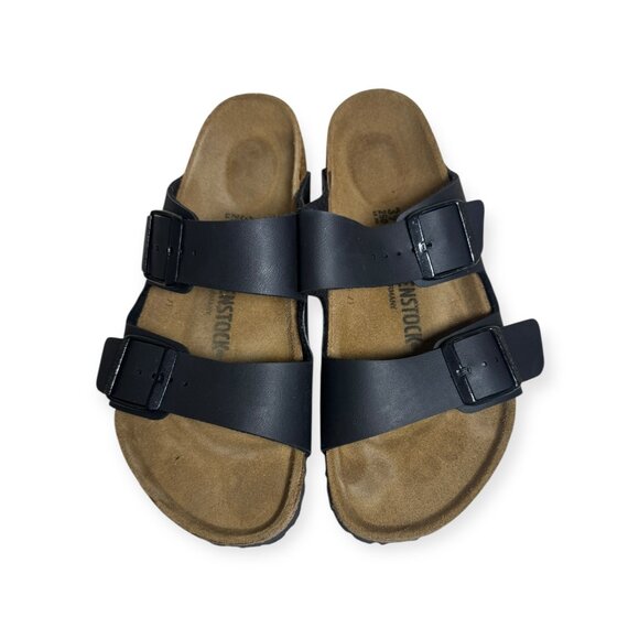 Birkenstock Arizona Sandals – Black Leather Two-Strap Slides – Women’s Size 39 - Picture 2 of 5